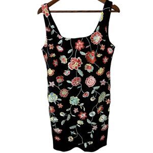 Catherine Malandrino Women Dress Large Multi-Color Floral Embroidered Shift